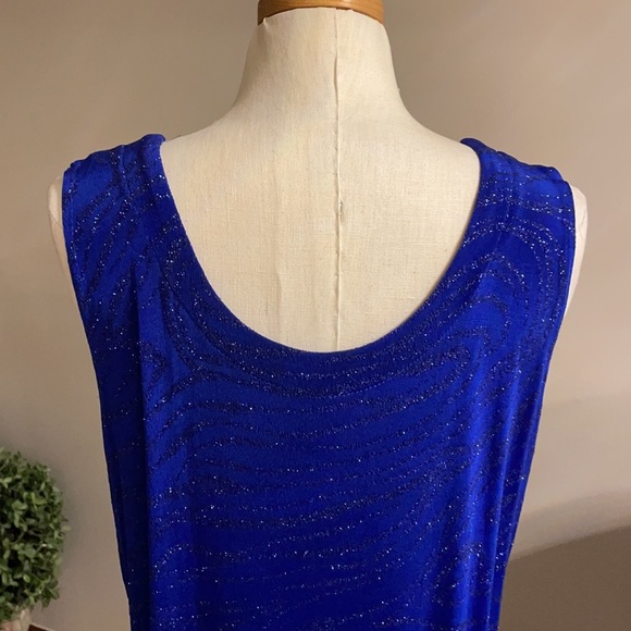 ATOC LONG FORMAL sleeveless DRESS STRETCH SPARKLE mermaid hem ROYAL BLUE size XL - Picture 6 of 9
